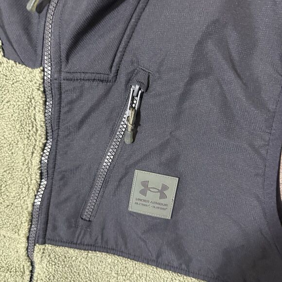 Under Armour Vest Men XL Green Mission Boucle Fleece Full Zip Loose Windbreaker - Picture 5 of 11